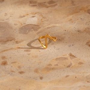 Größenverstellbarer LONG WAVE Ring